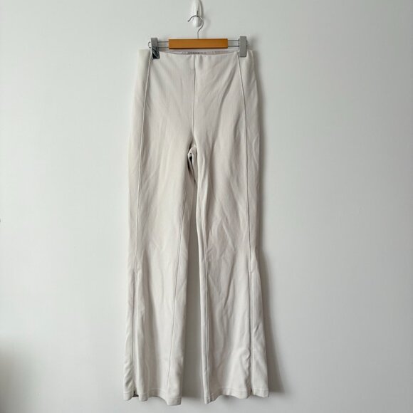 Lululemon Brushed Softstreme Ribbed Zip Flared Pant 32.5" Bone Size 8 - Picture 6 of 11